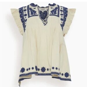 Sea New York Holly Soutache Top in cream and blue